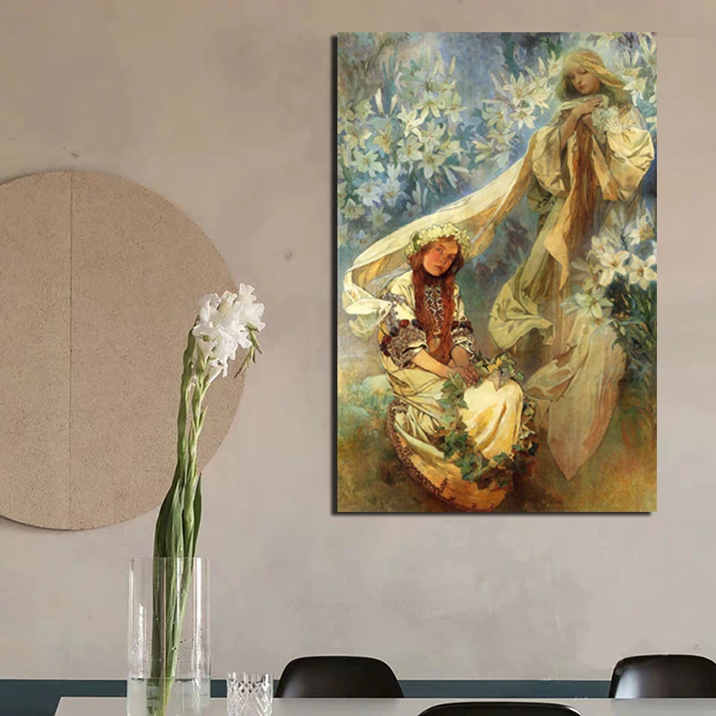 Alphonse Maria Mucha Wall Art Canvas Posters And Prints Painting Decorative Pictures For Office Living Room Home Decor | Дом и сад