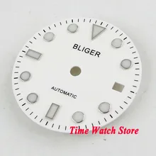 28,5 мм Bliger супер светящийся белый циферблат с окошком даты подходит для MIYOTA 8215 Mingzhu 2813 автоматический механизм D101