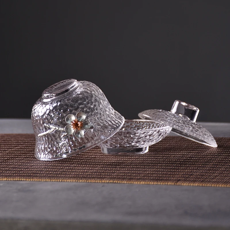 TANGPIN heat-resistant glass gaiwan handmade plum blossom glass gaiwan teacup drinkware 125ml