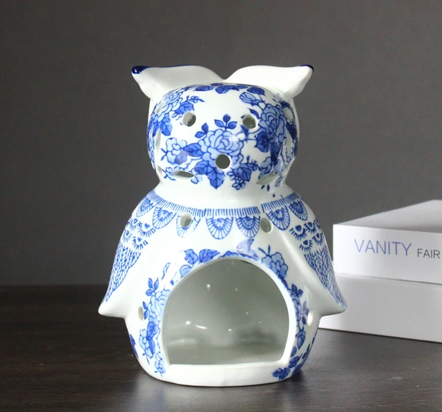 Jingdezhen Blue And White Porcelain Handicrafts Home Furnishing Owl Ornament Office Desk Top Housewarming Ceremony 4
