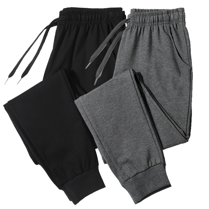 black grey Хлопковые новые спортивные штаны, мужские уличные брюки, модные узкие льняные брюки, мужские длинные брюки на шнурке для мужчин, повседневные брюки - Цвет: black grey