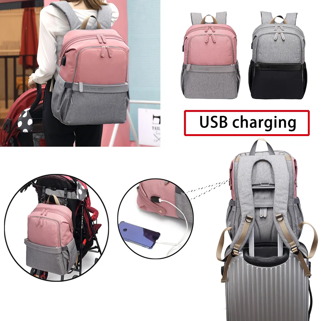 50# Women Backpacks Waterproof Large-capacity Trave Bag Color Matching With USB Women Backpack Mochilas School Bags For Girls