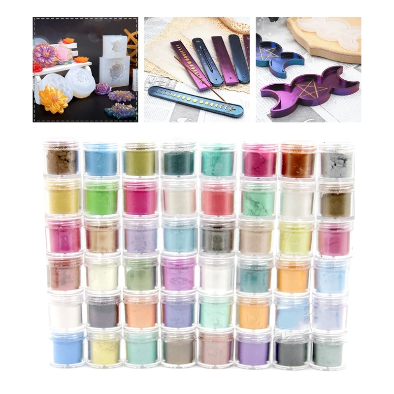 48Colors Cosmetic Grade Pearlescent Natural Mica Mineral Powder Epoxy Resin Dye Pearl Pigment DIY Jewelry Crafts Making