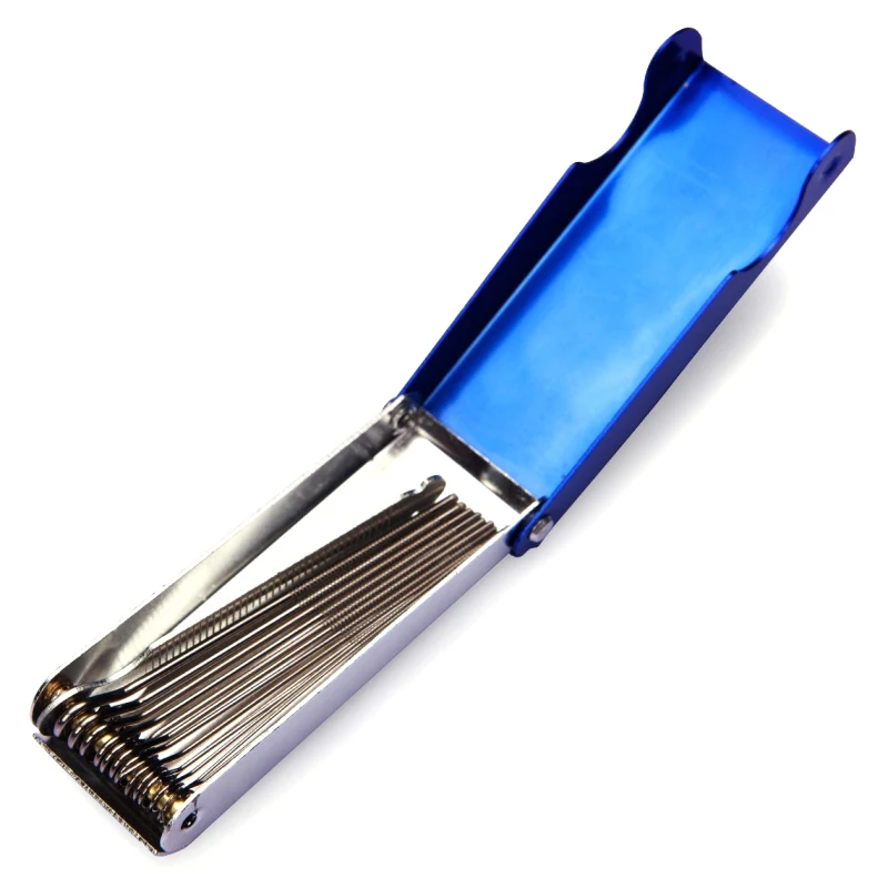 Набор напильников для гитарной гайки, шлифовальный инструмент для гитары, бас-укулеле, мостовые канавки, шлифовальный набор напильников - Цвет: Синий