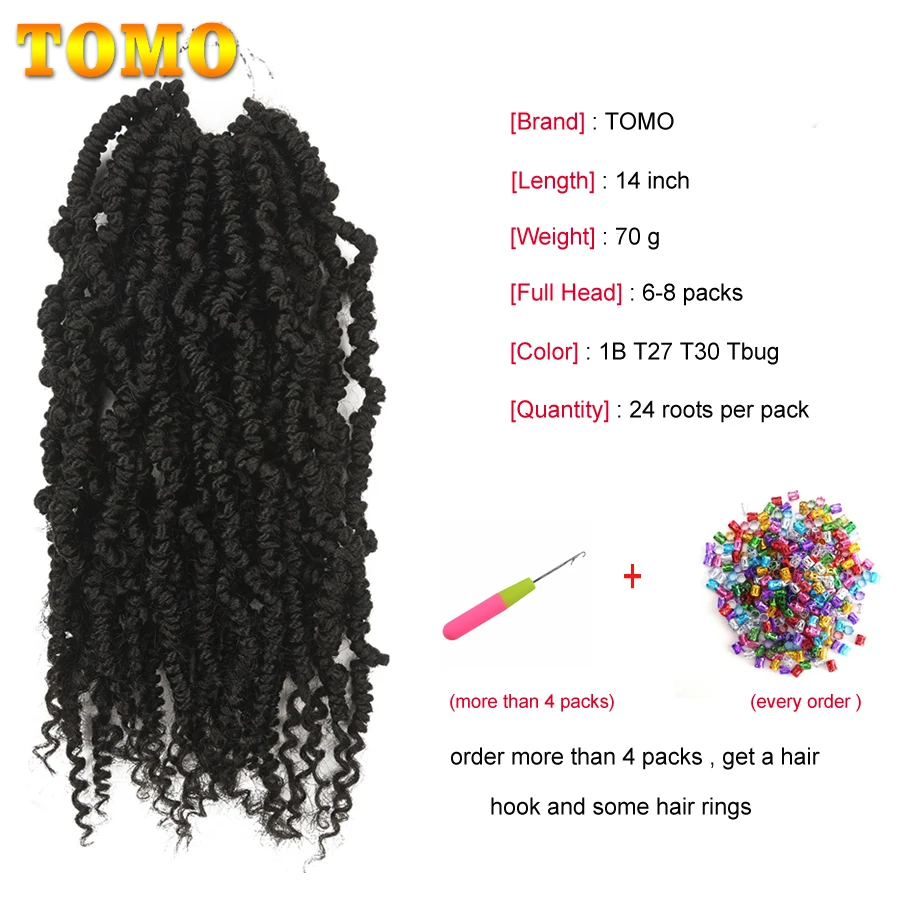 TOMO Bomb Twist Crochet Braids Pre-looped Passion Twist Crochet Hair Ombre Spring Twist Synthetic Braiding Hair Extensions 14