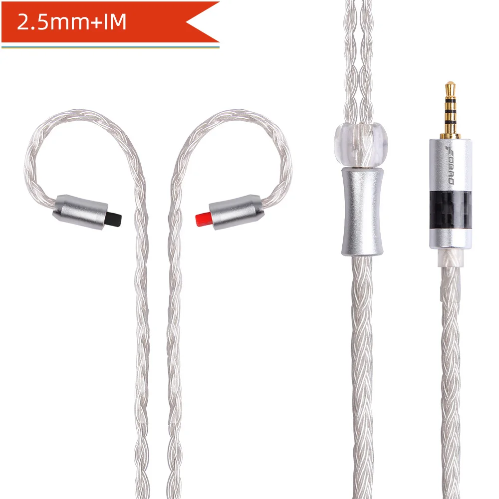 white 2.5mm IM FDBRO 16 ядер 2,5/3,5/4,4 мм с серебряным покрытием наушников обновления аудио провода наушники MMCX IE80 IM 2Pin 0,78 мм A2DC кабель SE425 SE535 - Цвет: white 2.5mm IM
