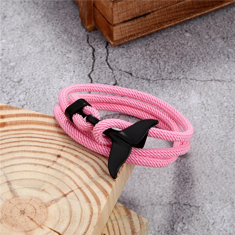 Whale Tail Anchor Bracelets Men Multilayer Charm Rope Chain Bracelet Male Women Navy style - Image 3