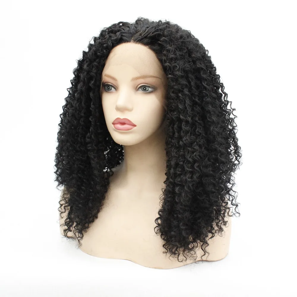 MRWIG, средняя часть, синтетический кудрявый парик на кружеве для черных женщин, бесклеевой, жаростойкий, средняя часть, парик на шнурке, плотность 150