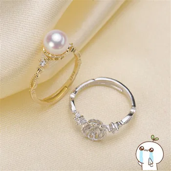 

Ring Mount Pearl Accessories Adjustable Size 925 Sterling Silver Ring Jewelry DIY No Pearl Free Shipping 2019J067