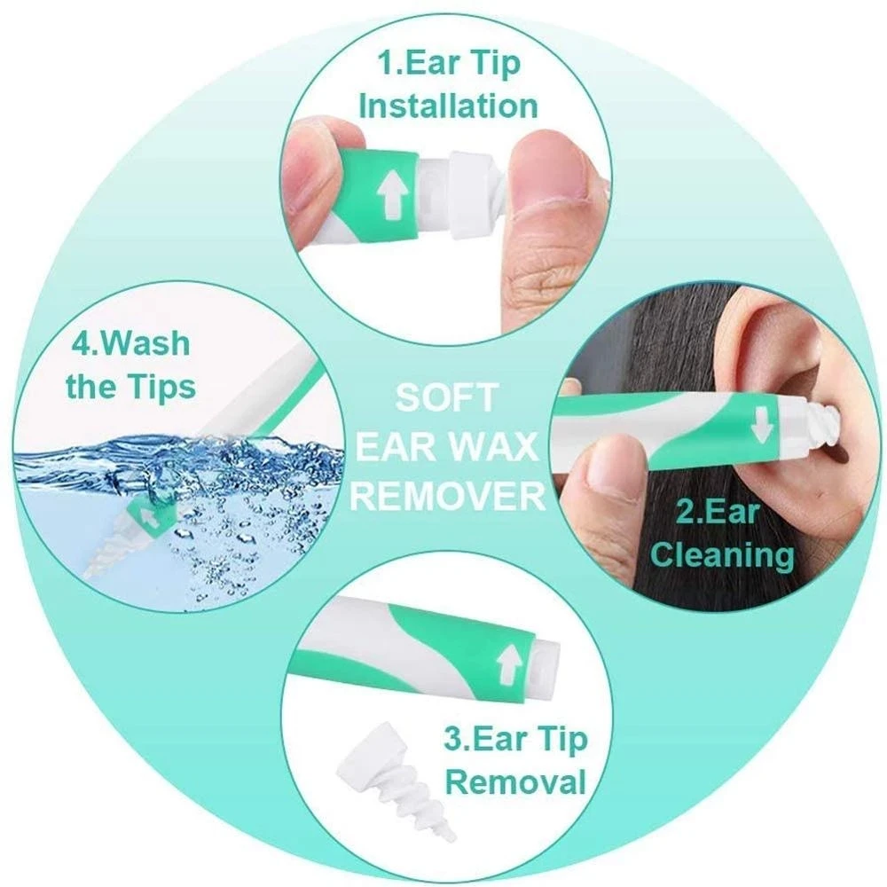 Ear Wax Remover Tool Ear Cleaner With Soft Silicone 16 Replacement Tips Simply To Grab And