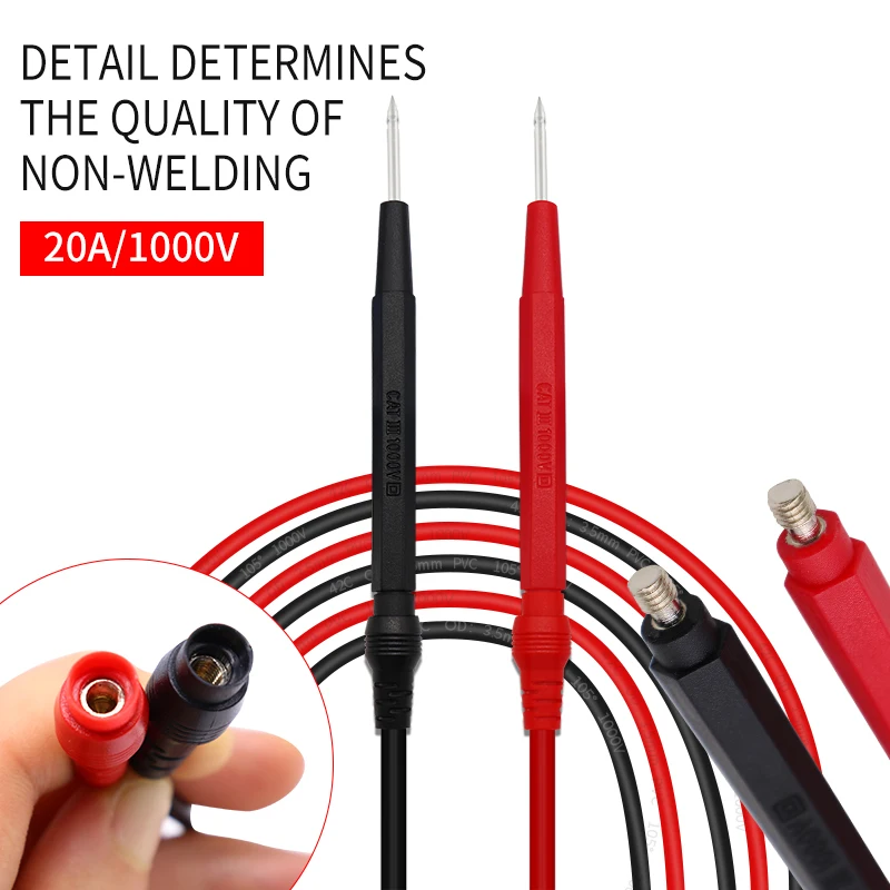 Digital Multimeter Multimeter Tester 16 Pcs Multimeter Test Leads Kits Universal with Replaceable Needle Probes 1000V 20A Silicone Wire Cable Meter Tester Lead