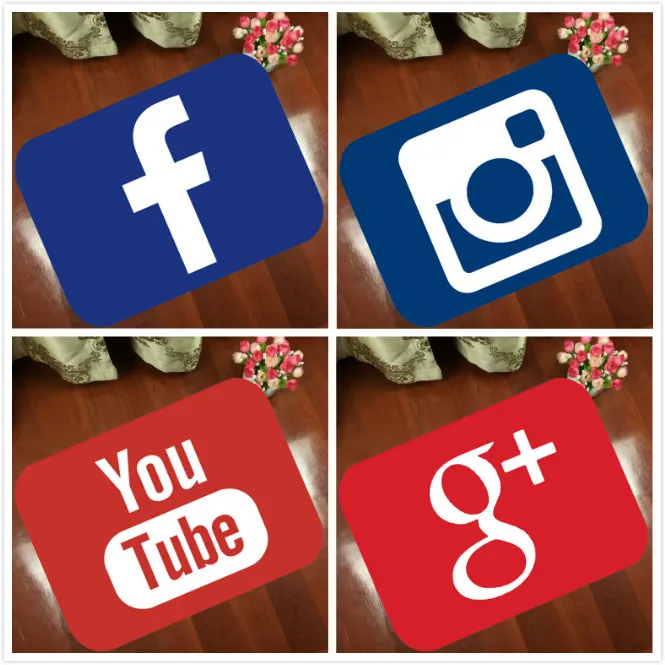 Напольные коврики Противоскользящий коврик с рисунком в стиле Instagram Youtube Facebook google