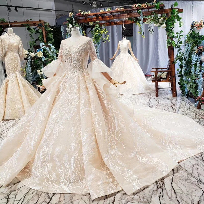 Vestidos De Novia, арабское роскошное свадебное платье с бисером, 3/4 рукава, Цветочная аппликация, свадебные платья, Robe De Mariee