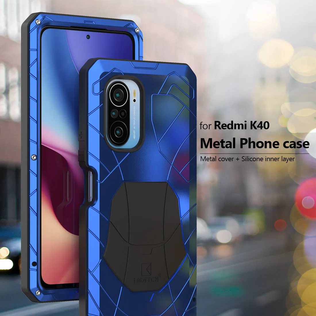 Чехол для Xiaomi POCO F3 Redmi K40 жесткий алюминиевый металлический протектор экрана из