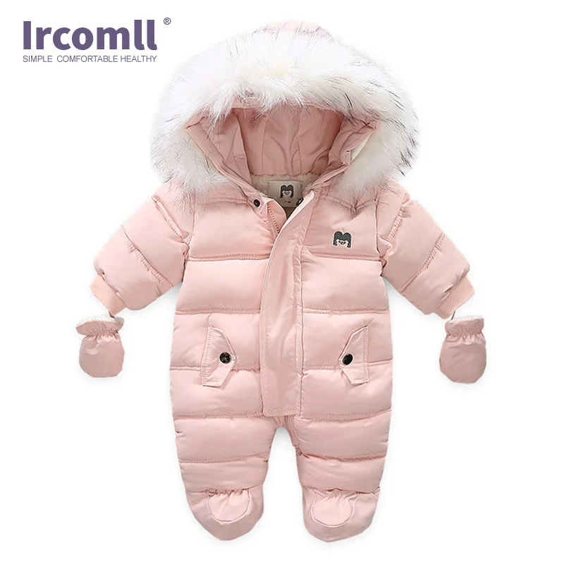 Ircomll Thick Warm Infant Baby Jumpsuit Hooded Inside Fleece Boy Girl Winter Autumn Overalls Children Outerwear Kids Snowsuit 2