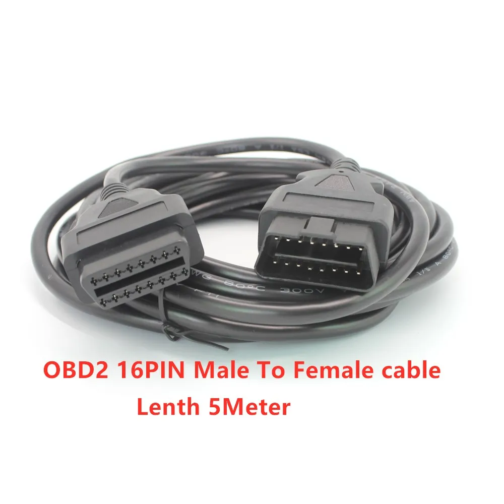 Acheheng Car Obd2 16Pin Obd 2 Ii Elm327 Cavo Di Prolunga Connettore Maschio-Femmina Odb2 Eml 327 Adattatore Strumento Diagnostico Cavo 5M