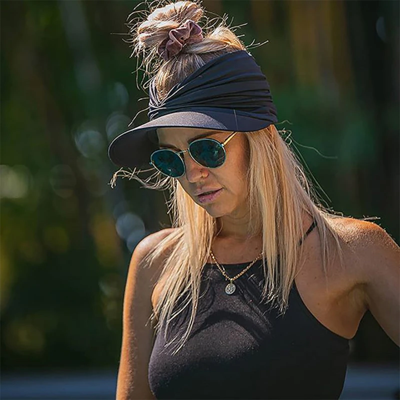 2022 Women's Summer Sun Hat New Fashion Ladies Ponytail Beach Elastic Sunscreen Hats For Female | Аксессуары для одежды