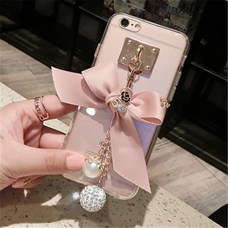 Чехол для iPhone 6 6S 7 8 Plus X XS MAX XR 11Pro Max роскошные стразы с большим бантом мягкий
