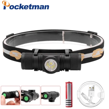 

Multifunctional Detachable Headlight Powerful L2 LED Headlamp USB Rechargeable Head Light Camping Head Lamp Use 18650 Battery