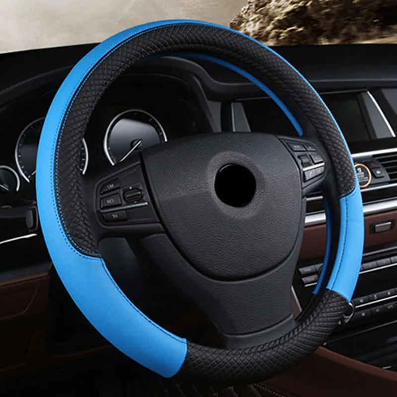 Кожаный Универсальный автомобильный чехол на руль 38 см автомобильный Стайлинг спортивные Автомобильные Чехлы На Руль противоскользящие автомобильные аксессуары