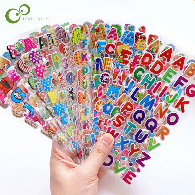 Kids Stickers Letters Puffy GYH English-Alphabet Educational-Toys Girl 6-Sheets Cartoon