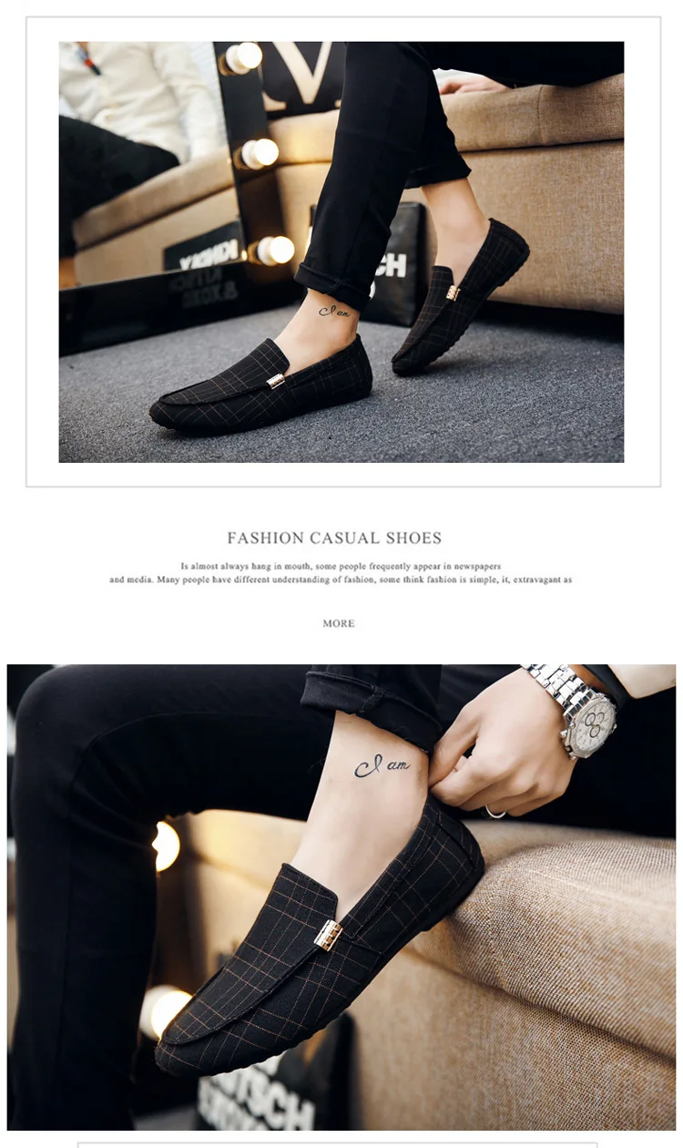 

Casual Shoes Spring Summer Men Loafers New Slip On Light Canvas Youth Men Shoes black white Fashion Flat Footwear S1201-1225 C1