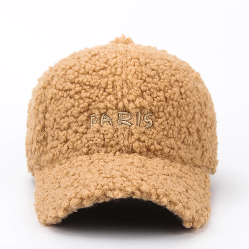 CNTANG Autumn Winter Baseball Cap For Women PARIS Letter Hip Hop Caps Female Warm Fashion Faux Mohair Velvet Hat Snapback