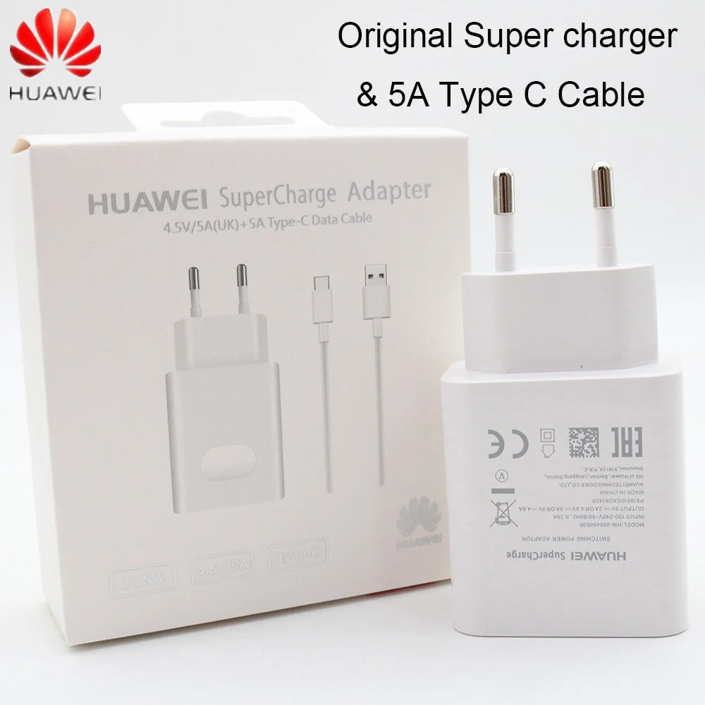 

Original Huawei Supercharge USB Fast Charger EU US UK Plug Adapter 5V/4.5A Type C Cable For P10 P9 plus Mate 10 pro 20 Nova 5 5i