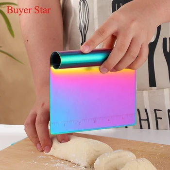 

1X Stainless Steel Dough Scraper Cutter Baking Pastry Spatulas Pizza Dough Scraper Cutter Cake Cutting Tools Kitchen Accessories
