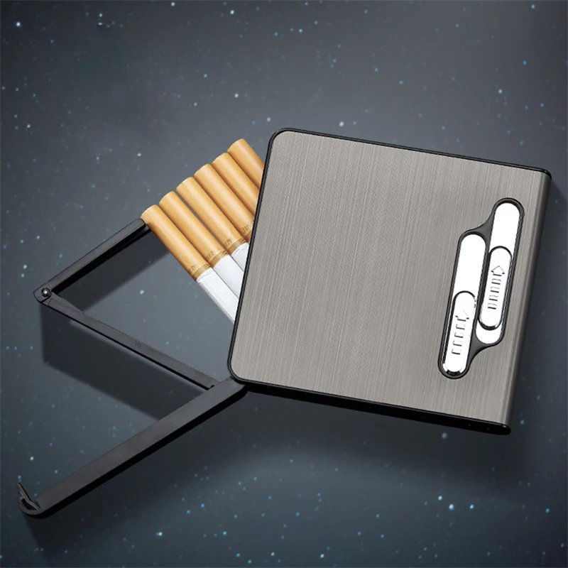 Умный чехол для сигарет с электронной зажигалкой USB плазменная турбо Вольфрамовая Зажигалка Водонепроницаемый держатель 20 шт. тонкие сигареты