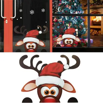

Christmas Window Reindeer Stickers For Children Self Showcase For Home Decorations Wall Glass Decals Adhesive Stickers E7G0