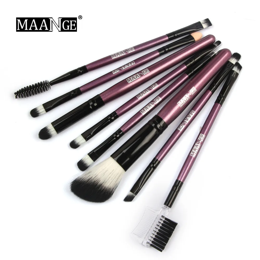 

MAANGE 8Pcs/sets Cosmetic Brush Wooden Handle Women Powder Foundation Cosmetic Eyebrow Eyeshadow Brush Makeup Brush Set Tool 809