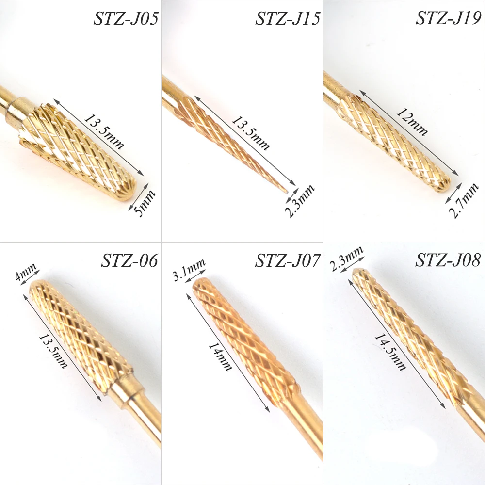 20 типов золотых фрез для маникюра, твердосплавное сверло для ногтей, роторная насадка, электрическая пилочка для ногтей, аксессуары, инструмент SASTZ-J-1