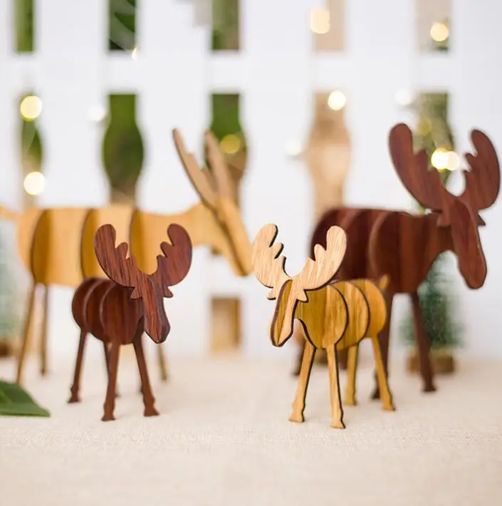 

Christmas Decor New DIY Wooden Elk Ornaments Children's Christmas Gifts for Home Bars Shopping Malls Festive Pendant