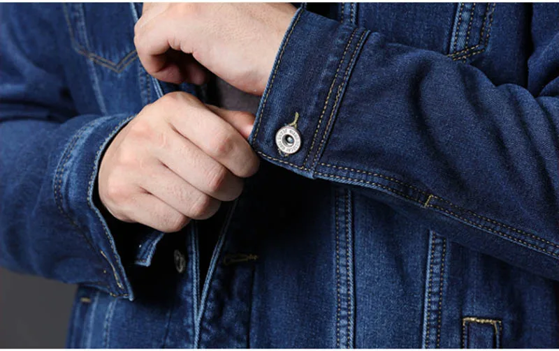  Winter Men's Fleece Lined Denim Jackets And Coats With Fur Collar Warm Thick Jeans Jackets Outwear For Male Windbreak (2)