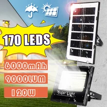 Lampe solaire d'extérieur à 170 ou 44led avec télécommande, imperméable, projecteur de paysage, idéal pour un jardin ou une rue