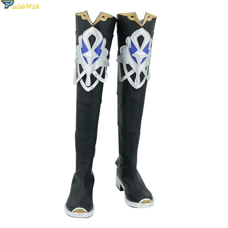 SBluuCosplay Genshin Impact Albedo Black Cosplay Shoes Boots Halloween Carnival Cosplay Costume Accessories Version 2 greek goddess costume