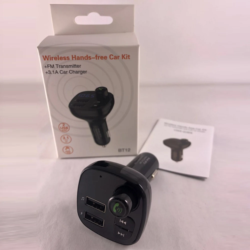 Автомобильное зарядное устройство BT12 Bluetooth 5,0 Handsfree автомобильный комплект fm-передатчик Быстрый MP3 музыкальный плеер быстрая usb зарядка двойной USB зарядное устройство для телефона