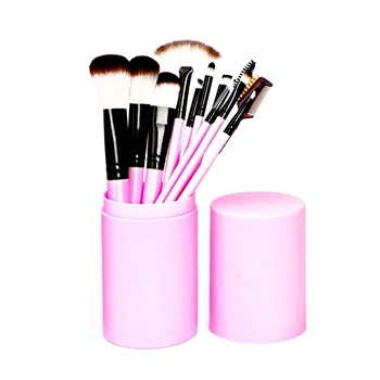 

12Pcs Makeup Brush Set Makeup Brushes Travel Set Foundation Powder Contour Blush Eye Cosmetic Brush Sets With Holder Light Pink