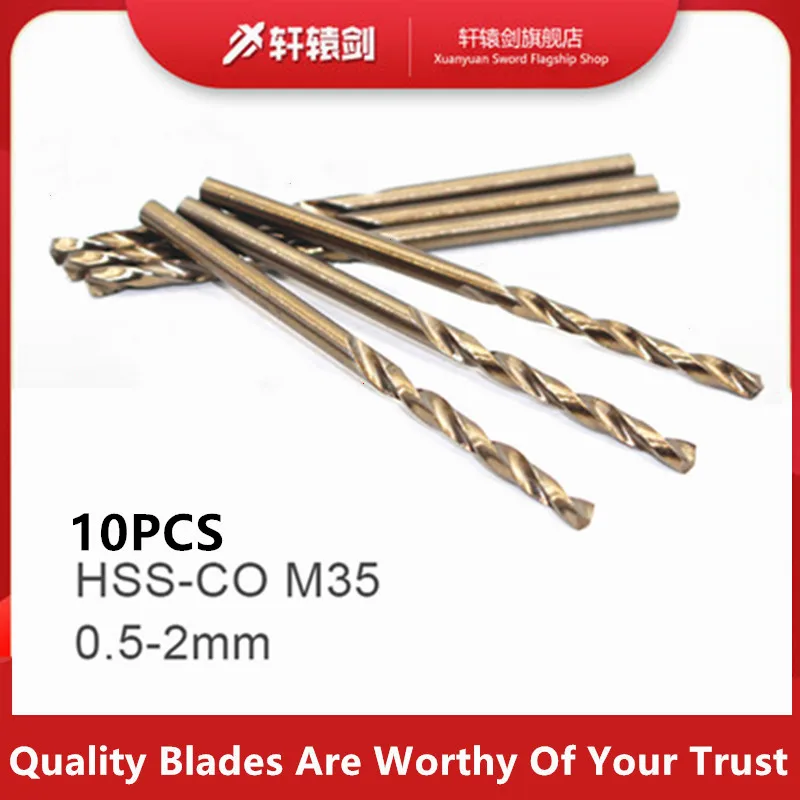 

10PCS 0.5 0.8 0.9 1 1.1 1.2 1.3 1.4 1.5 1.6 2.0 mm HSS-CO M35 Cobalt Steel Straight Shank Twist Drill Bits For Stainless Steel