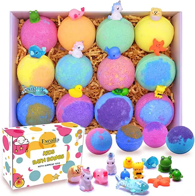 Bath Bombs for Kids with Toys Inside Surprise Bubble Bath Fizzies Vegan Essential Oil Spa AK244 1