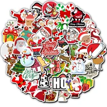 50 шт красочные рождественские наклейки каваи Санта Клаус/снеговик/Рождество водонепроницаемый стикер для чемодана украшения ноутбука
