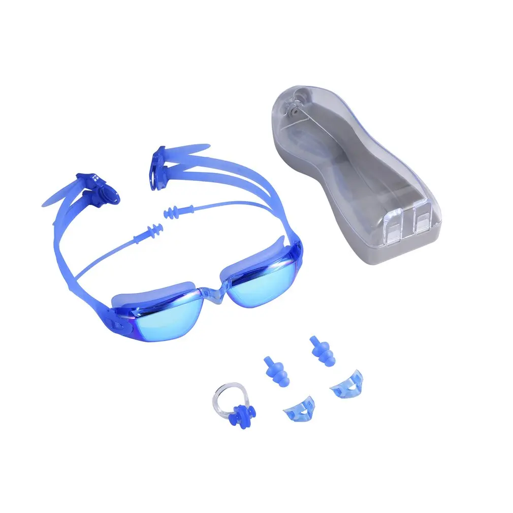 

NICEAO Electronic Plating HD Waterproof No Leaking Anti-fog Adjustable Soft Silicone Swim Goggle with Free Earplug Nose Clip