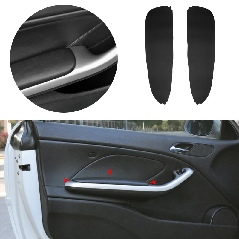 2pcsCarFrontDoorArmrestPanelCoverMicrofiberLeatherInteriorStickerTrimForBMW3