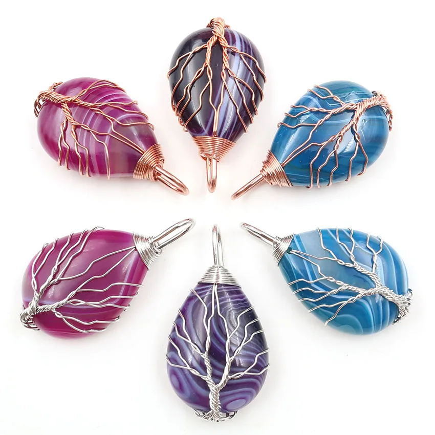 Подвеска XSM подвеска ожерелья ручной работы Проволочная обертка дерево жизни