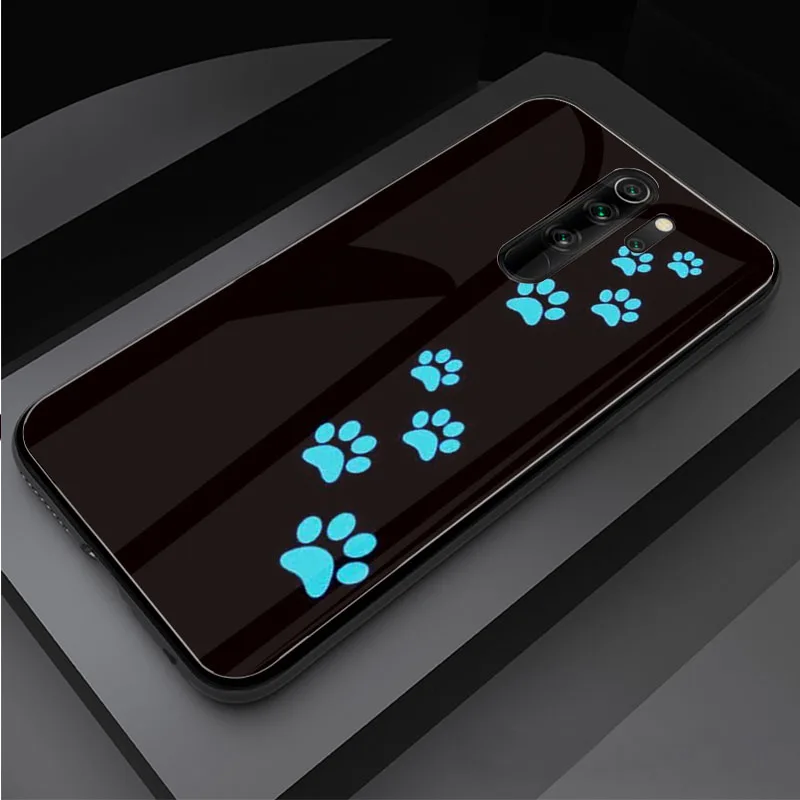 xiaomi leather case glass Chó Dấu Chân Paw Kính Cường Lực Điện Thoại Ốp Lưng Cho Redmi Note 5 6 7 8 9 Pro Note8T Note9S Redmi8 9 bao Da Vỏ xiaomi leather case hard Cases For Xiaomi