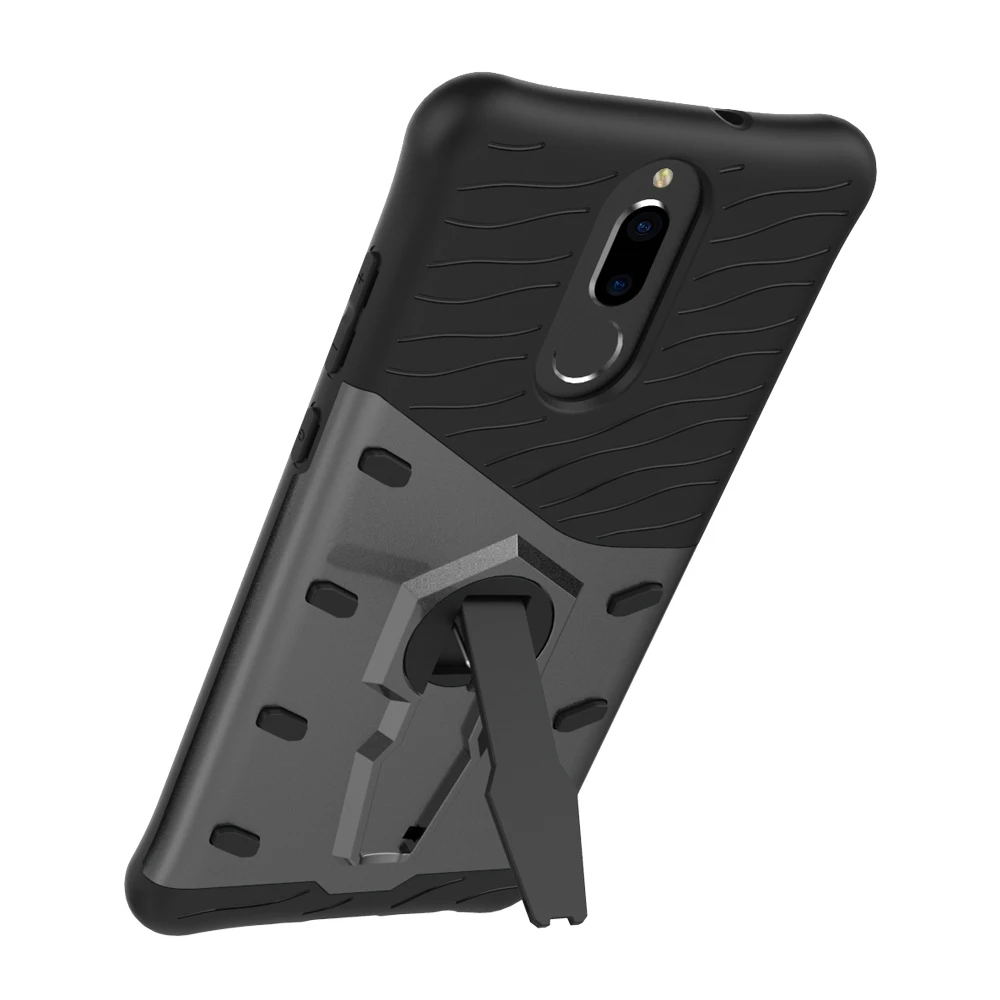 Чехол для Huawei Mate 10 Lite/Maimang 6 ударопрочный с подставкой 360 Вращение задняя крышка контрастный цвет Жесткий ПК