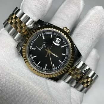 

classic 36mm&40mm unisex black dial watch Glide Smooth second hand gold&silver watch mechanical Watches date-just AAA