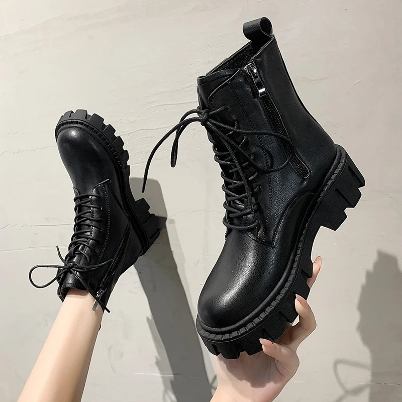 女性の快適なアンクルブーツ 革と合成皮革の靴 秋と冬 21 アンクルブーツ Aliexpress