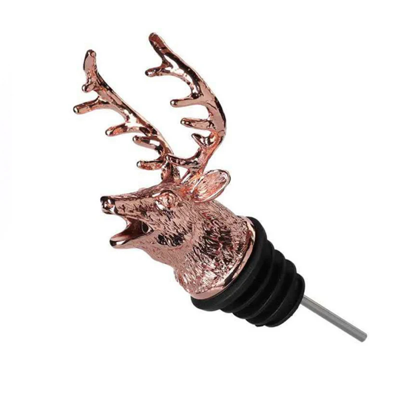 Champagne Pumping Freshness Leak Free Bottle Plug Wine Aerators Wine Pourer Stainless Steel Deer Stag Head Wine Beer Stoppers gold 